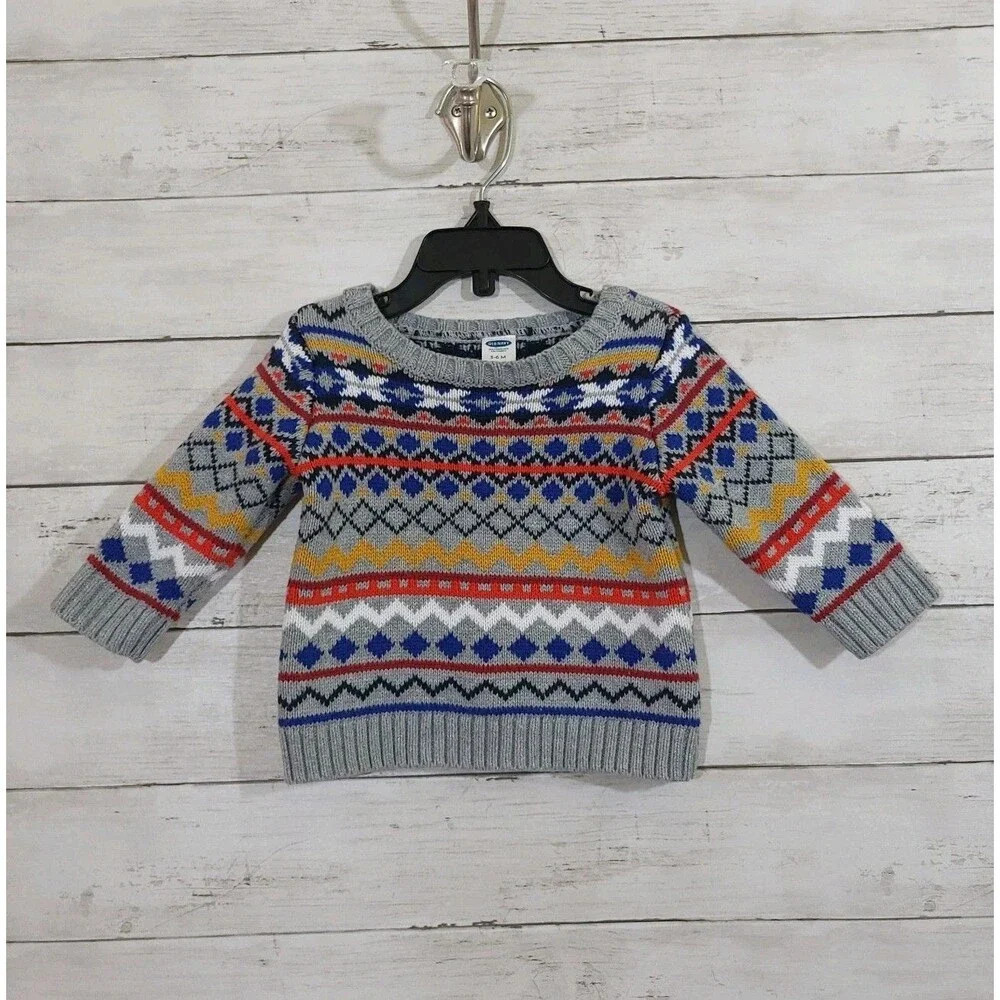 Old Navy Fair Isle Sweater for Baby Colorful Patterned‎ Knit Sweater Size 3-6 M
